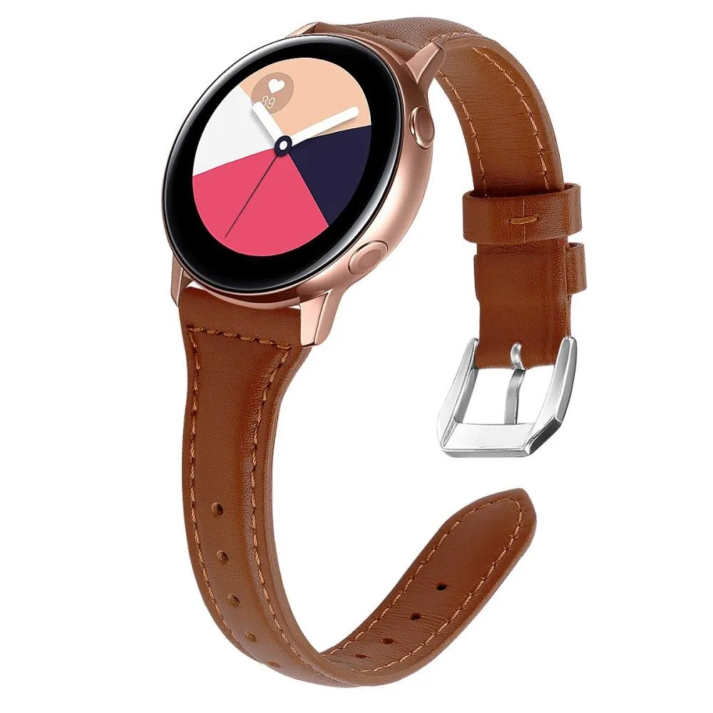 22mm Universal simple genuine leather watch strap with - Brown