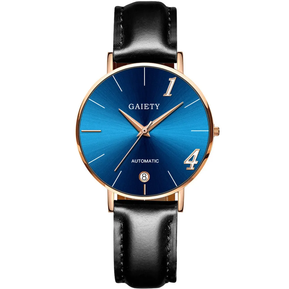 Fashion Couple Watch Leather Strap Line Quartz  Analog