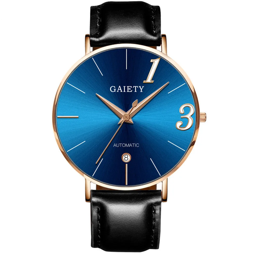 Fashion Couple Watch Leather Strap Line Quartz  Analog